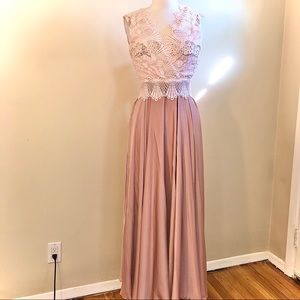 Princess Pink Partial Lace Maxi Dress